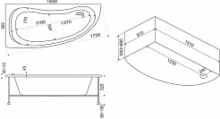 Bas Акриловая ванна Алегра 150x90 R с гидромассажем – фотография-4